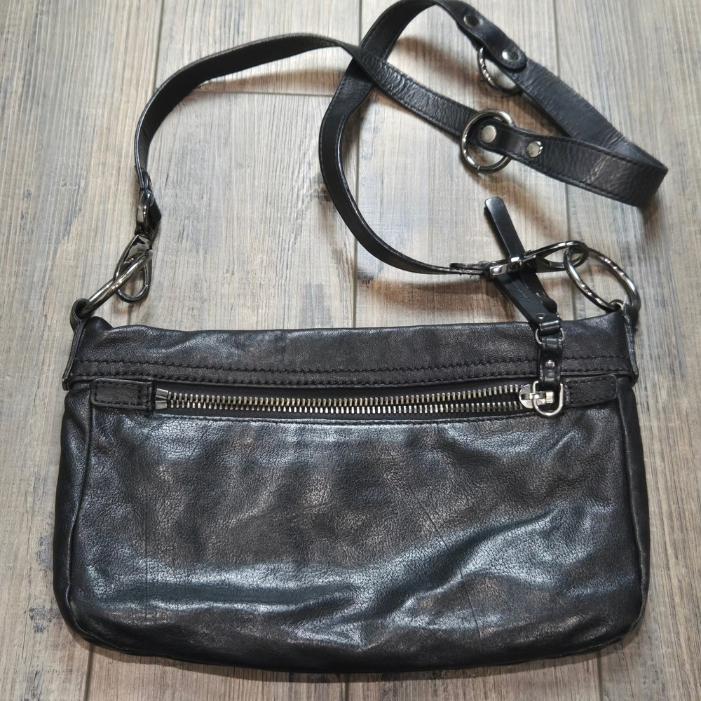 Kenneth Cole New York Black Genuine Leather Crossbody Clutch‎ Bag Y2K Vintage